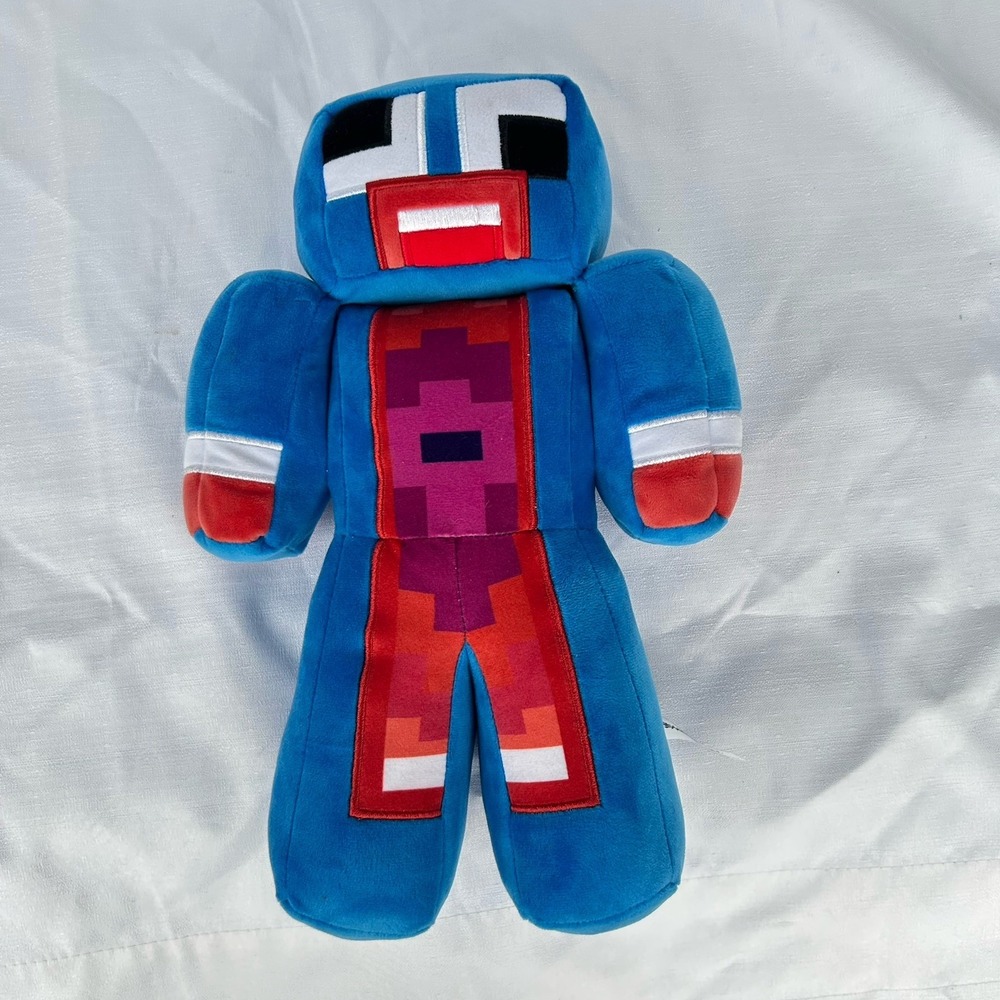 Unspeakable 12" Plush Blue Pixel Character Stuffed Toy Warren James Minecraft